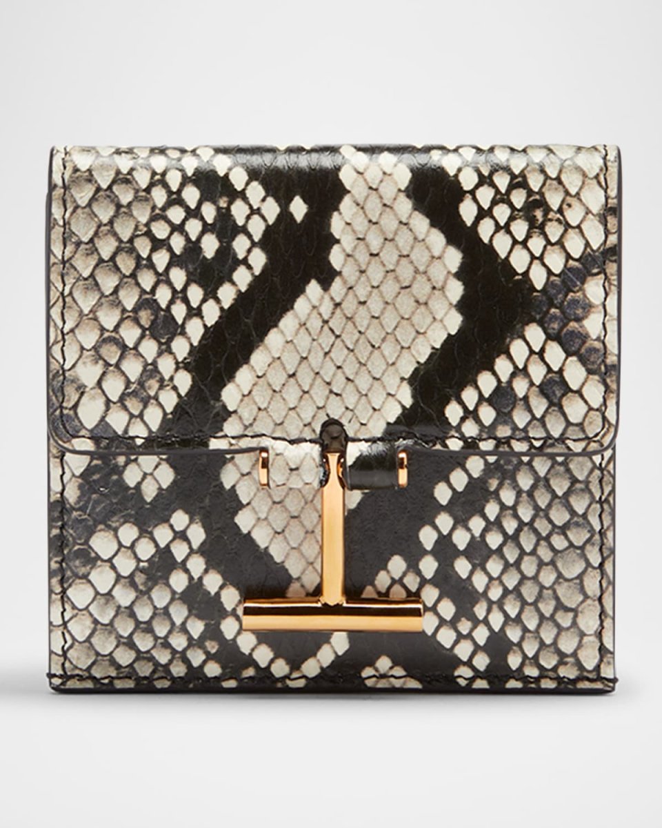 T Bar Card Holder in Python-Print Leather
